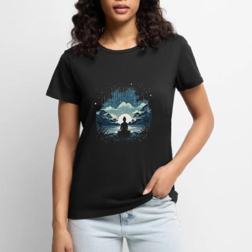 Find Your Zen: Meditative Silhouette in GentleRain - Women's Premium T-Shirt