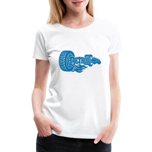 The D® - Detroit Wheel Guitar with Flames Bl Slvr - Women's Premium T-Shirt
