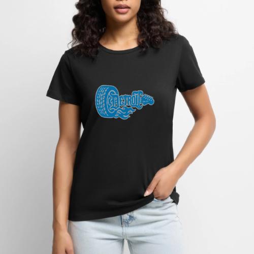 The D® - Detroit Wheel Guitar with Flames Bl Slvr - Women's Premium T-Shirt