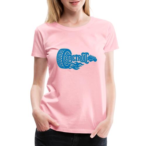 The D® - Detroit Wheel Guitar with Flames Bl Slvr - Women's Premium T-Shirt