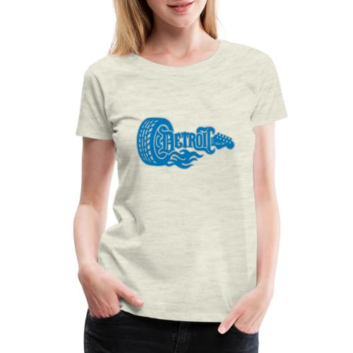 The D® - Detroit Wheel Guitar with Flames Bl Slvr - Women's Premium T-Shirt
