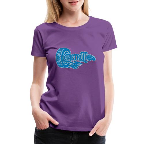 The D® - Detroit Wheel Guitar with Flames Bl Slvr - Women's Premium T-Shirt