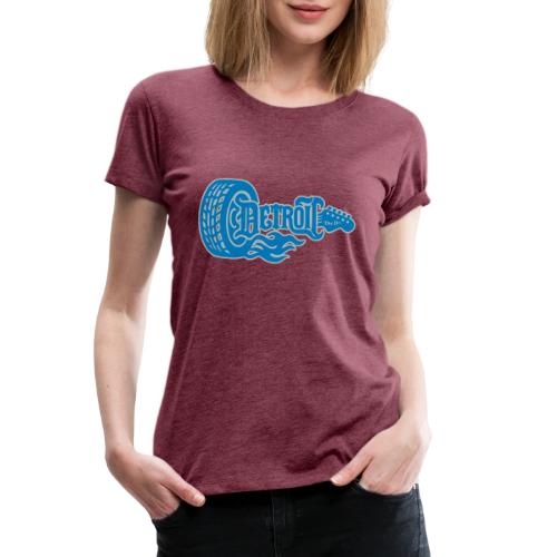 The D® - Detroit Wheel Guitar with Flames Bl Slvr - Women's Premium T-Shirt