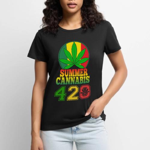 Enjoyable 420 Summer Smoker Weed Marijuana Design - Women's Premium T-Shirt