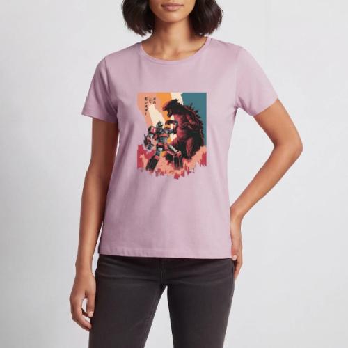 Steel vs Scales: Mecha vs Monster Battle Design - Women's Premium T-Shirt