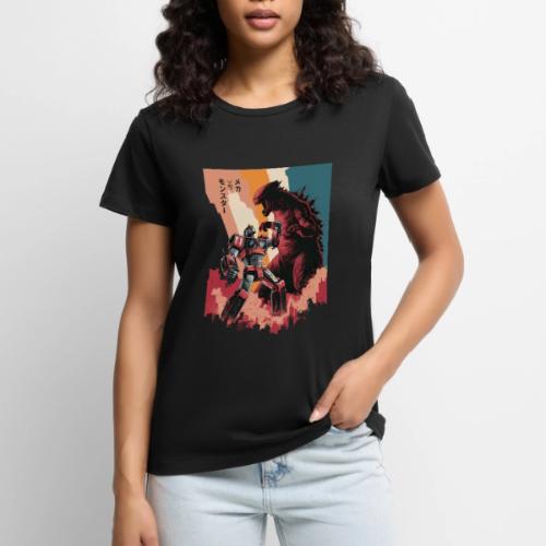 Steel vs Scales: Mecha vs Monster Battle Design - Women's Premium T-Shirt
