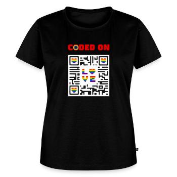 Heart QR Coded On Pride Love - Women's Premium T-Shirt - black - Front - Selfina (174cm)