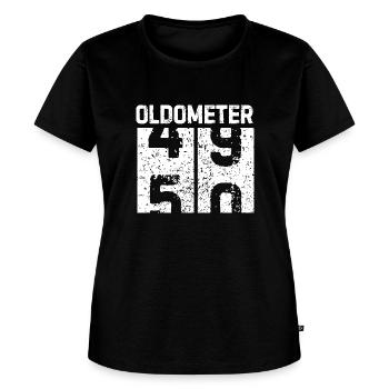 Funny Vintage Oldometer 50 Born in 1975 - Women's Premium T-Shirt - black - Front - Selfina (174cm)