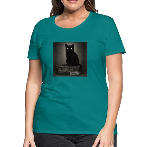 Cat on Banned Books - Women's Premium T-Shirt