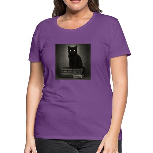 Cat on Banned Books - Women's Premium T-Shirt