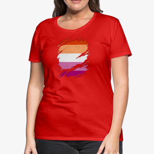 Lesbian Pride Flag Ripped Reveal - Women's Premium T-Shirt