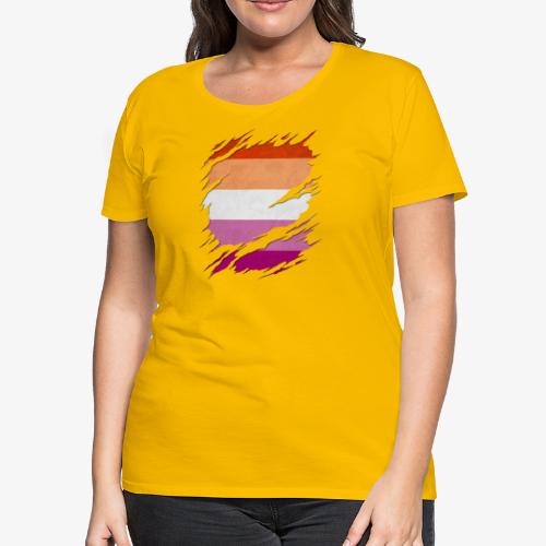 Lesbian Pride Flag Ripped Reveal - Women's Premium T-Shirt