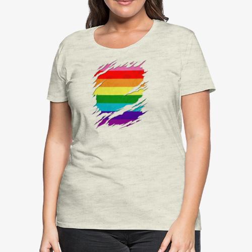 Original Gilbert Baker LGBT Gay Pride Flag Ripped - Women's Premium T-Shirt