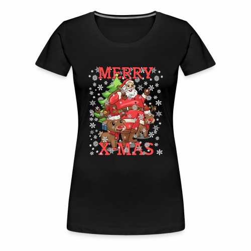 Santa Chibi Reindeer Christmas Gift Merry X-Mas - Women's Premium T-Shirt