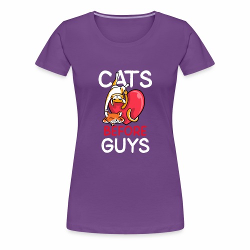 two cats before guys heart anti valentines day - Women's Premium T-Shirt