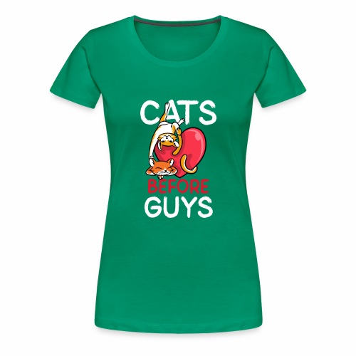two cats before guys heart anti valentines day - Women's Premium T-Shirt