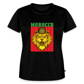 Drapeau Maroc lion Football Jersey Moroccan Soccer - Women's Premium T-Shirt - black - Front - Selfina (174cm)