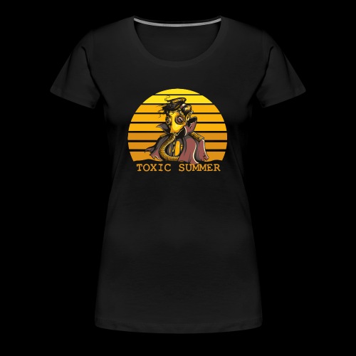 Alien with gasmask on earth - toxic summer is near - Women's Premium T-Shirt