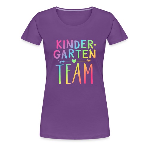 Kindergarten Team Neon Rainbow Teacher T-Shirts - Women's Premium T-Shirt