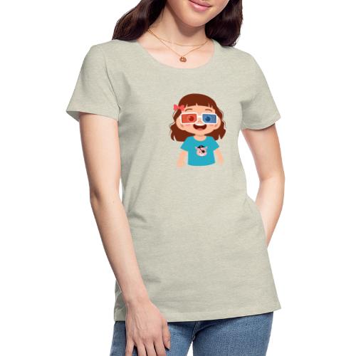Girl red blue 3D glasses doing Vision Therapy - Women's Premium T-Shirt