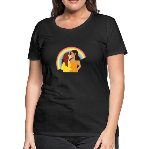 Girls kissing under the rainbow - Women's Premium T-Shirt