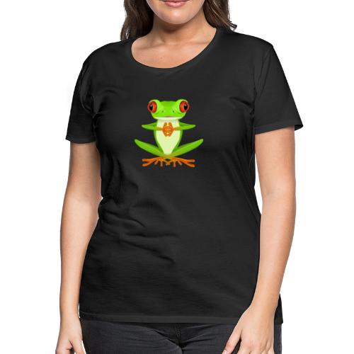 Meditating namaste red eyed tree frog doing yoga - Women's Premium T-Shirt