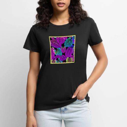 NeonLeaf Harmony Vibrant Pattern - Women's Premium T-Shirt