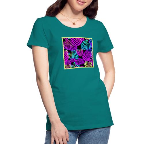 NeonLeaf Harmony Vibrant Pattern - Women's Premium T-Shirt