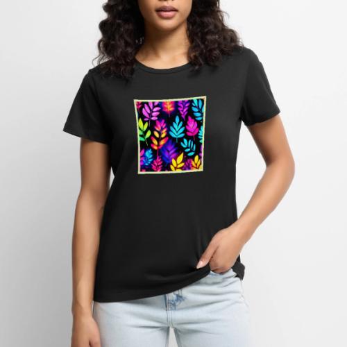 Neon Leaves Abstract Pattern - Women's Premium T-Shirt