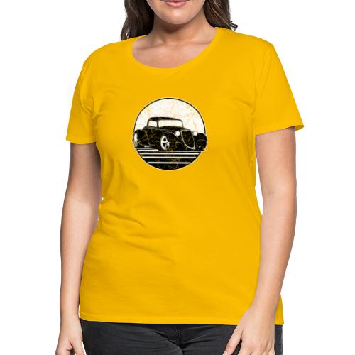 Retro Hot Rod Grungy Sunset Illustration - Women's Premium T-Shirt