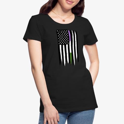 Genderqueer Thin Line American Flag - Women's Premium T-Shirt