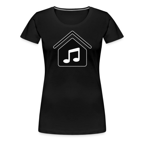 (house_music_generic_black_bg_white_outli) - Women's Premium T-Shirt