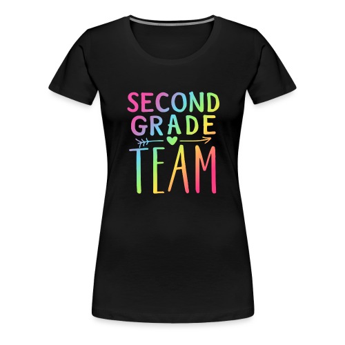 Second Grade Team Neon Rainbow Teacher T-Shirts - Women's Premium T-Shirt