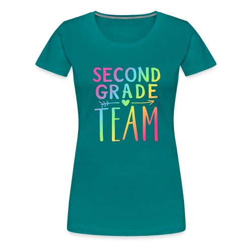 Second Grade Team Neon Rainbow Teacher T-Shirts - Women's Premium T-Shirt