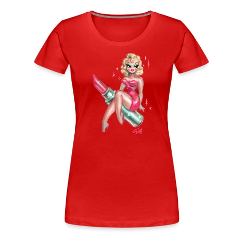 Pink Lipstick Pinup Doll - Women's Premium T-Shirt