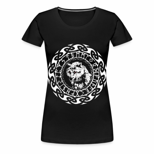 Fenrir Geri Freki Wolf Viking Tribal Runes - Women's Premium T-Shirt