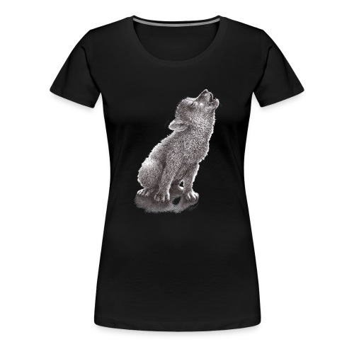 Cute howling grey wolf drawing art - Women's Premium T-Shirt