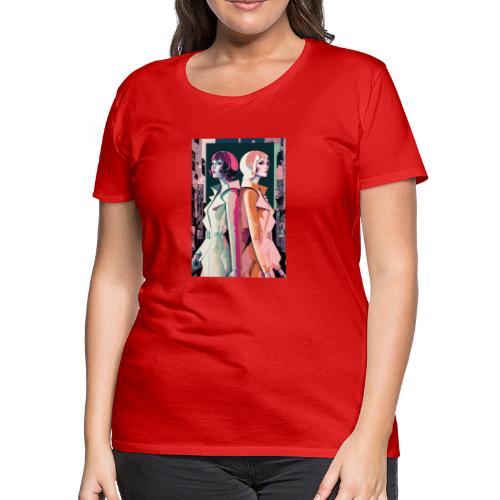 Trench Coats - Vibrant Colorful Fashion Portrait - Women's Premium T-Shirt