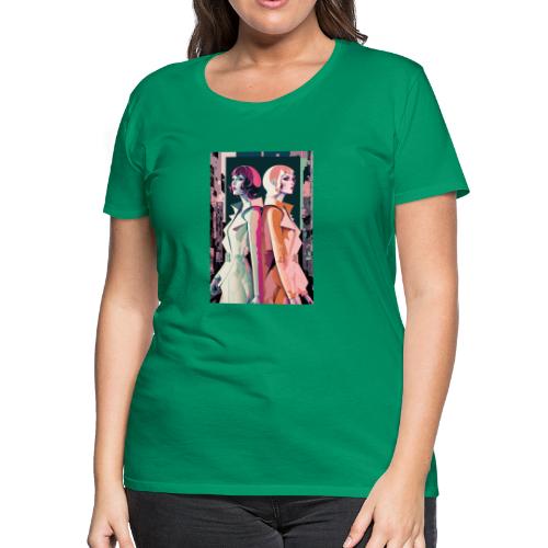 Trench Coats - Vibrant Colorful Fashion Portrait - Women's Premium T-Shirt