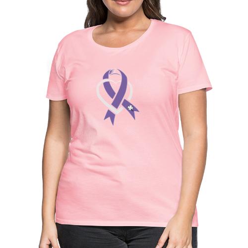 TB Cancer Awareness Ribbon with Heart - Women's Premium T-Shirt
