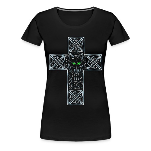 Wolf s Head Cross SIlver - Women's Premium T-Shirt