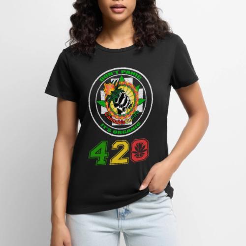 Playful 420 On Fire Organic Weed Marijuana Design - Women's Premium T-Shirt