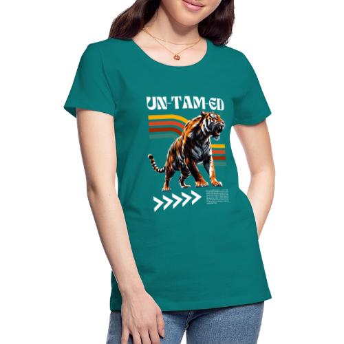 Unleash Your Wild Side: Fierce Tiger Print Design - Women's Premium T-Shirt