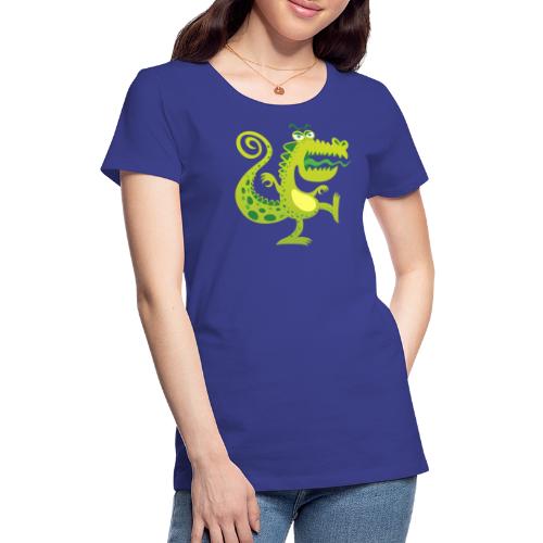 Scary reptile like monster growling in angry mood - Women's Premium T-Shirt