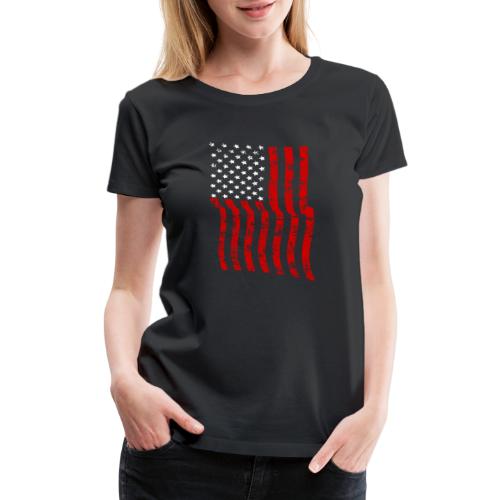 Vintage Waving USA Flag Patriotic T-Shirts Design - Women's Premium T-Shirt