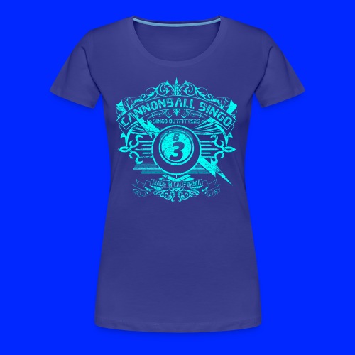 Vintage Cannonball Bingo Crest Bright Blue - Women's Premium T-Shirt