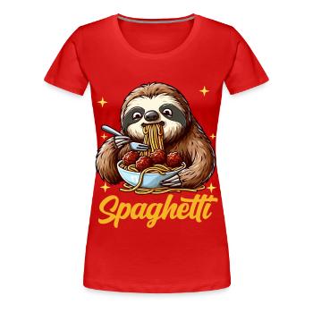 Sloth Eating Spaghetti and Meatballs - Women's Premium T-Shirt - red - Front - Alina (174cm)