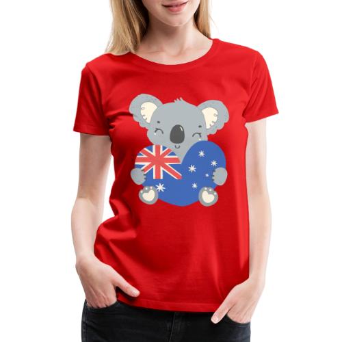 Australia Day Collection - Koala with Heart Flag - Women's Premium T-Shirt