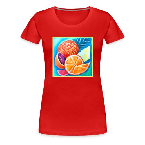 Colorful Neon Tropical Fruits - Women's Premium T-Shirt