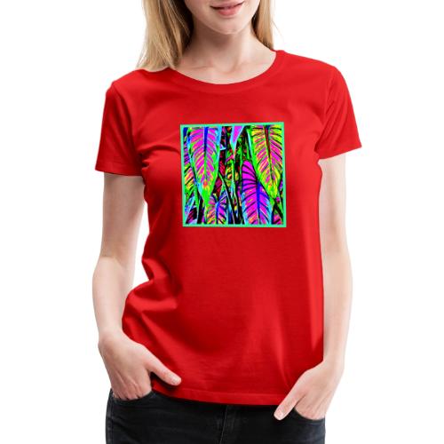 VividNeon Leaves Pattern - Women's Premium T-Shirt